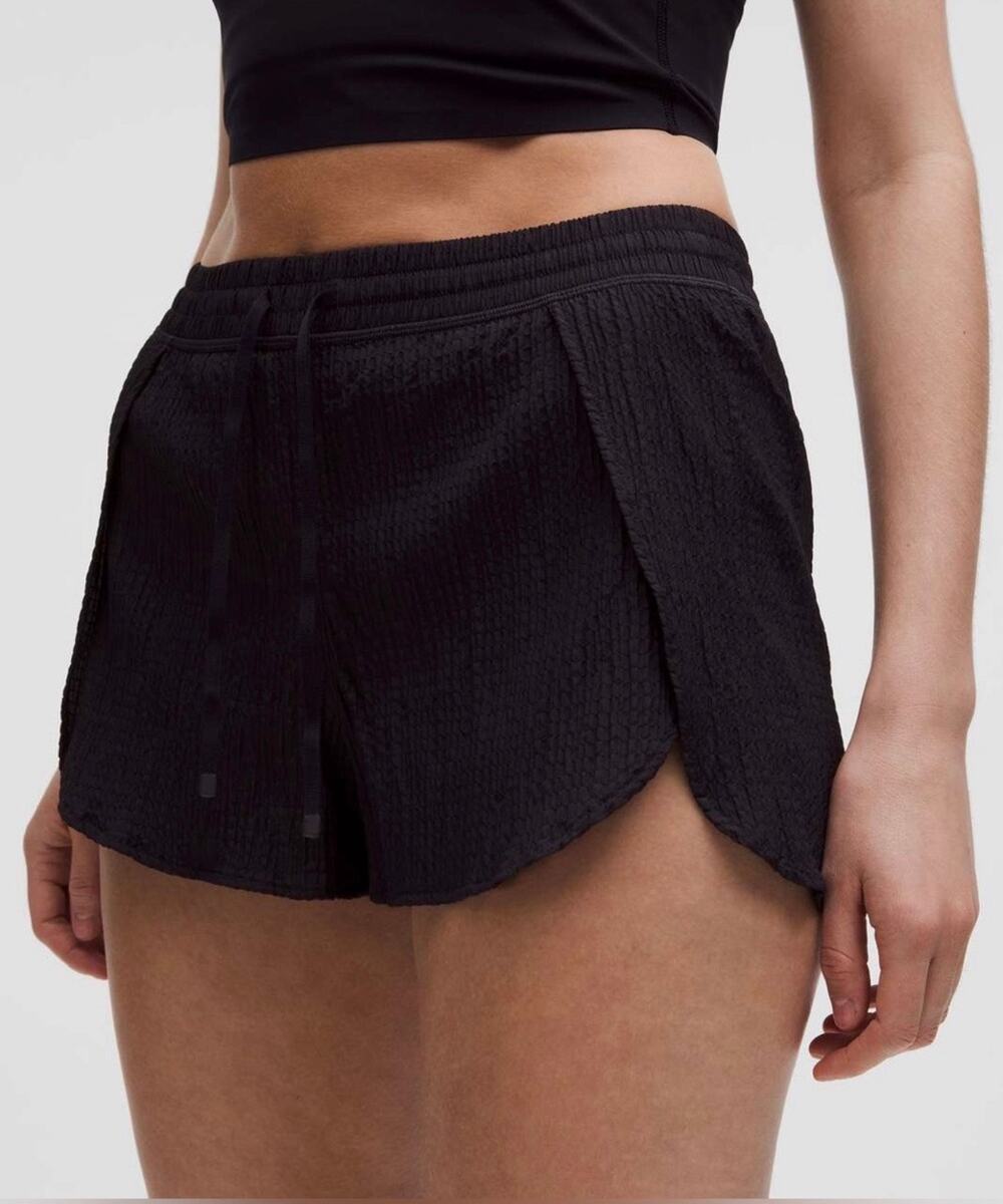 Lululemon Negative Split Textured Run Shorts 2.5” Nightmoth XXS LW7DH3S Black